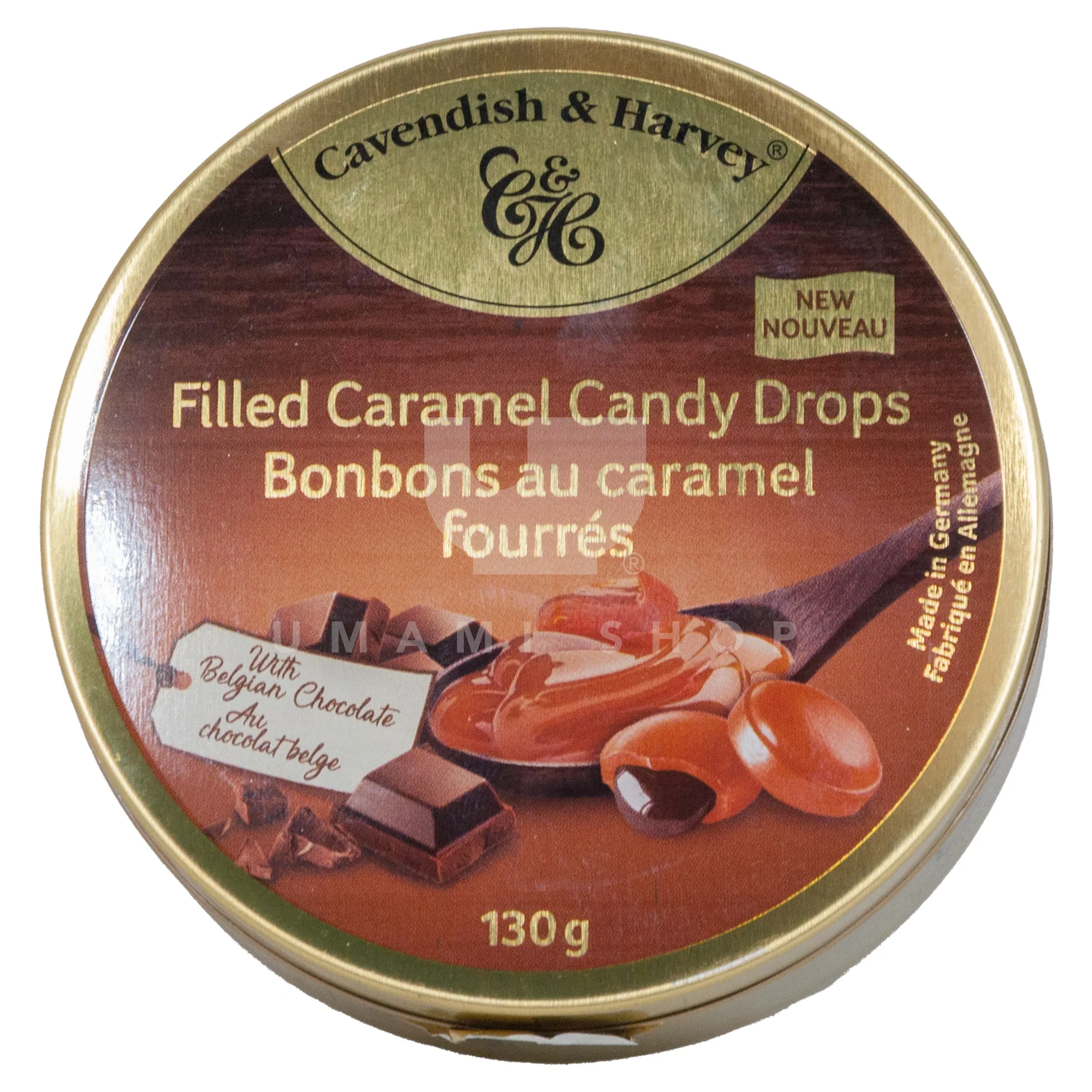 Caramel Candy Drops w/Chocolate (Tin)