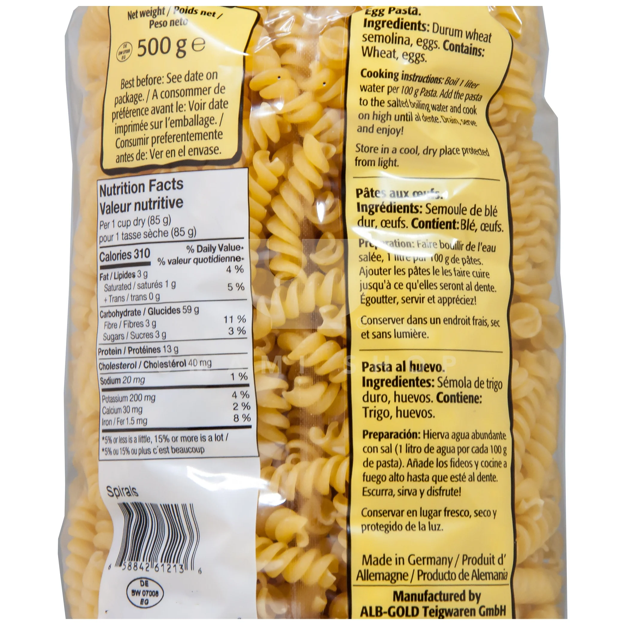 German Egg Pasta, Spirals - Image 2