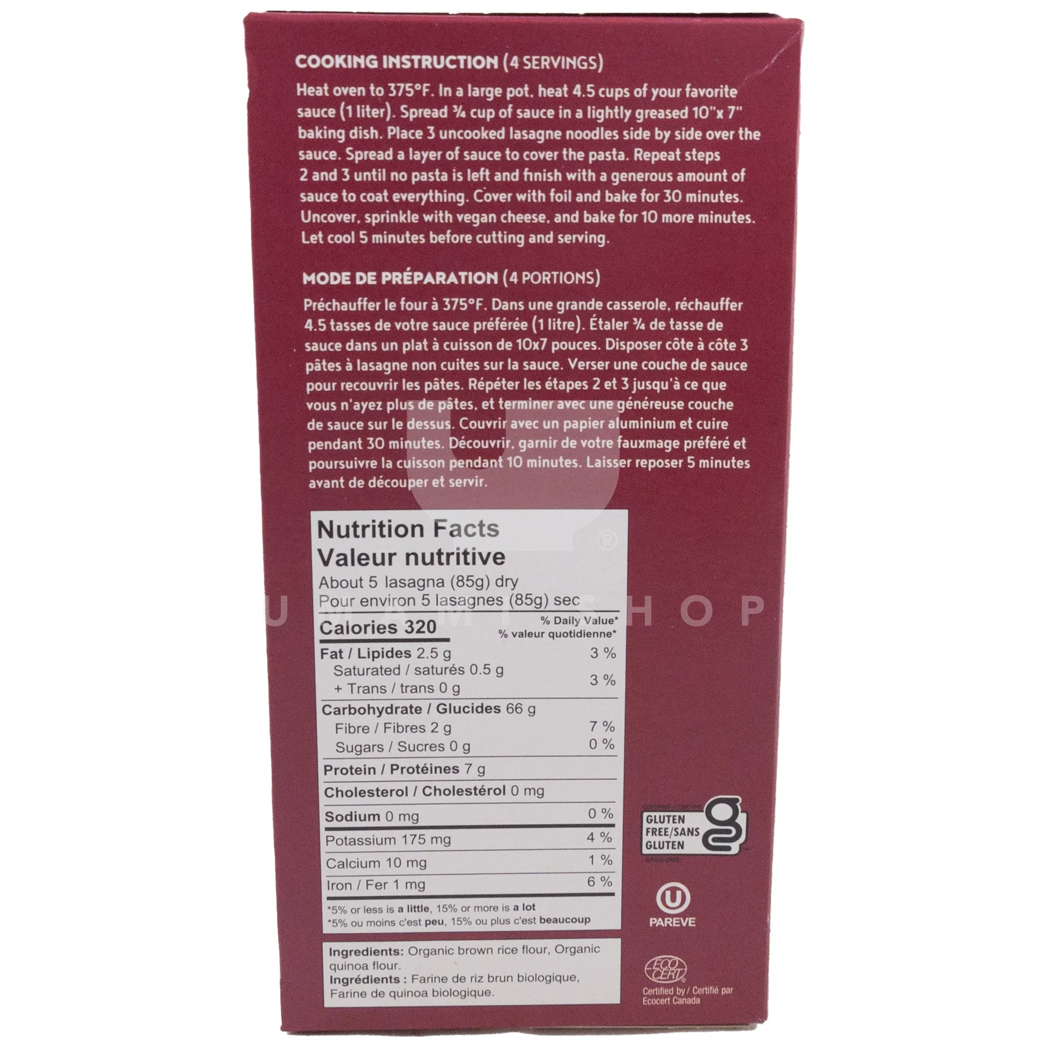 ORGANIC Lasagne Rice & Quinoa (GF,V) - Image 2