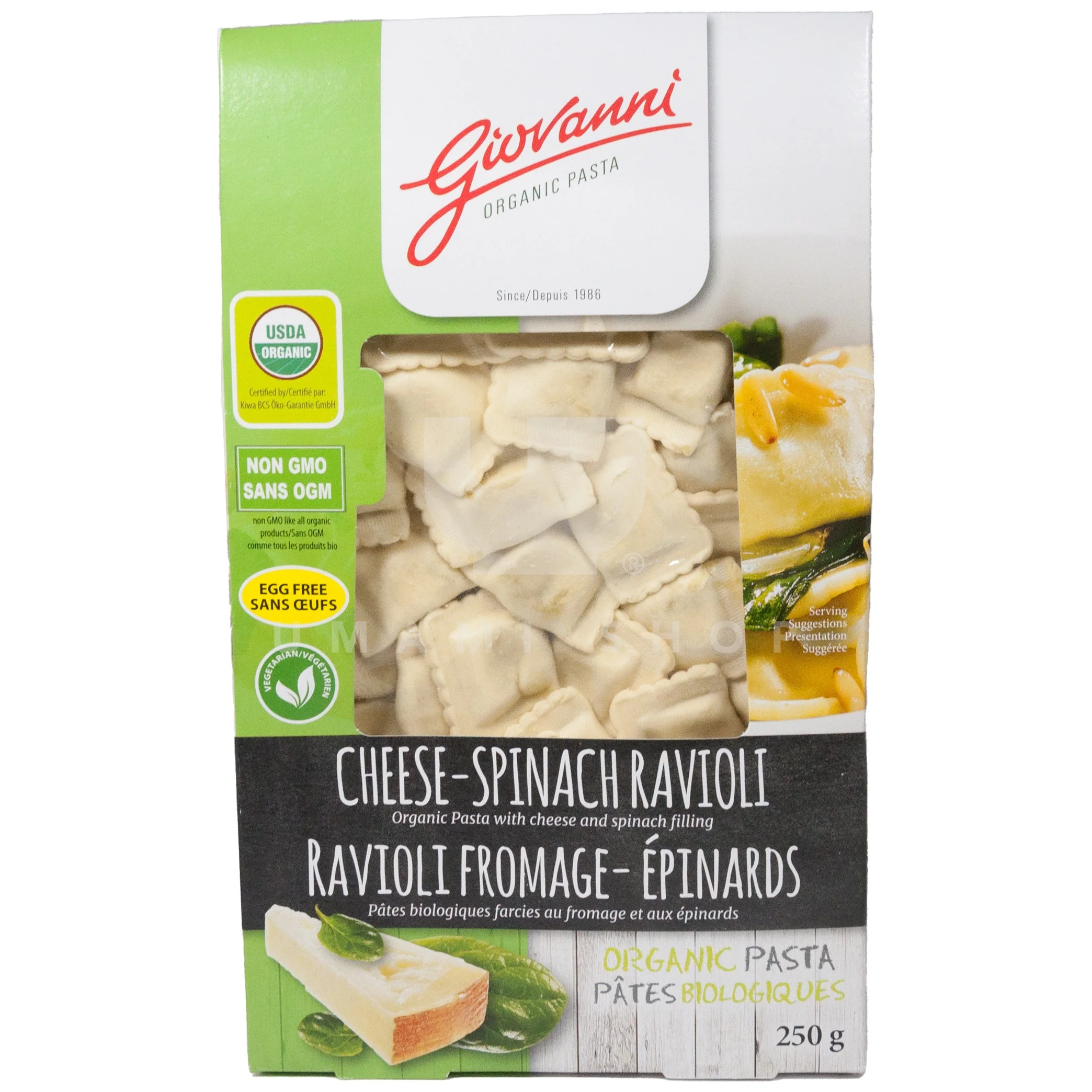ORGANIC Ravioli Cheese-Spinach