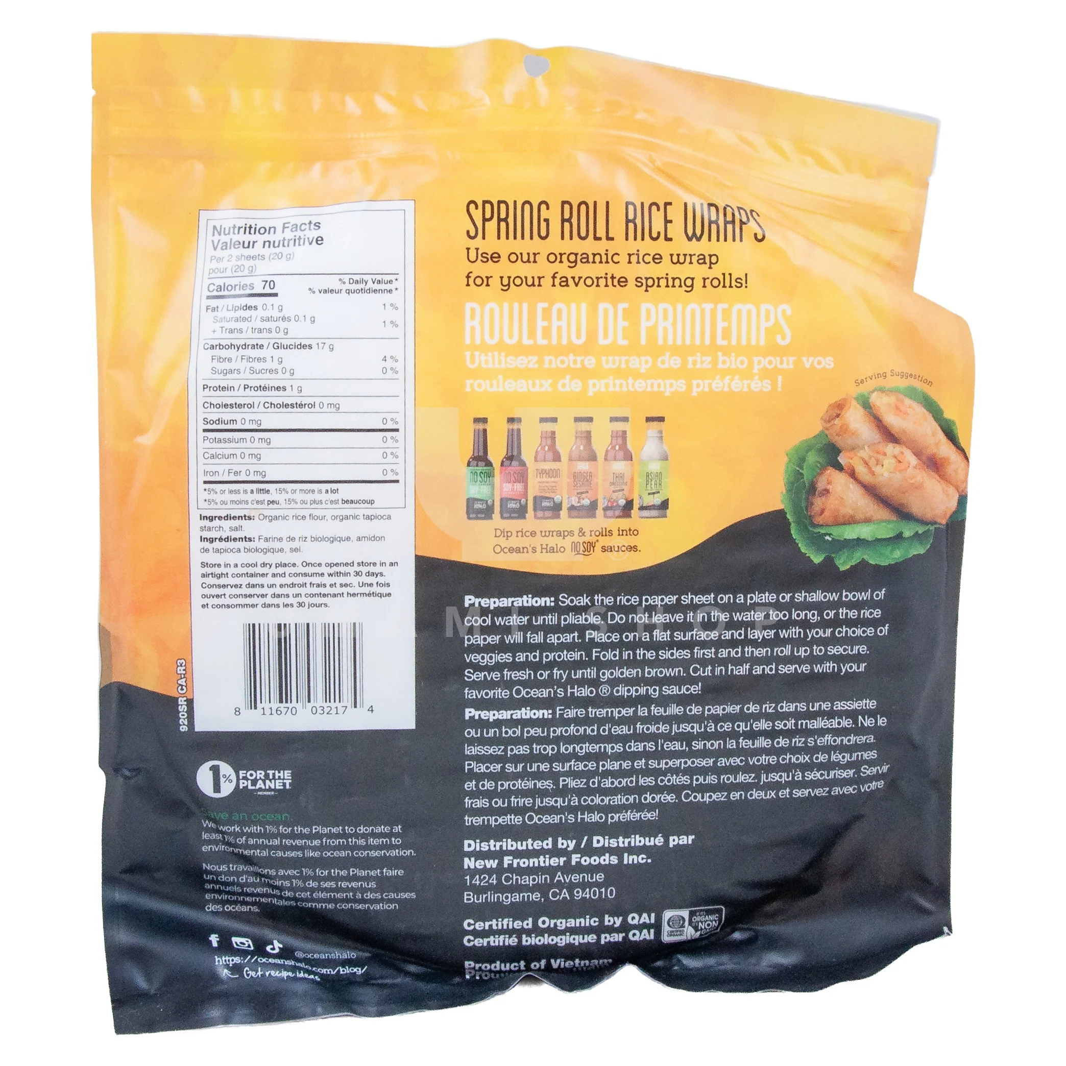 ORGANIC Spring Roll Rice Wraps (V) 12xPcs - Image 2