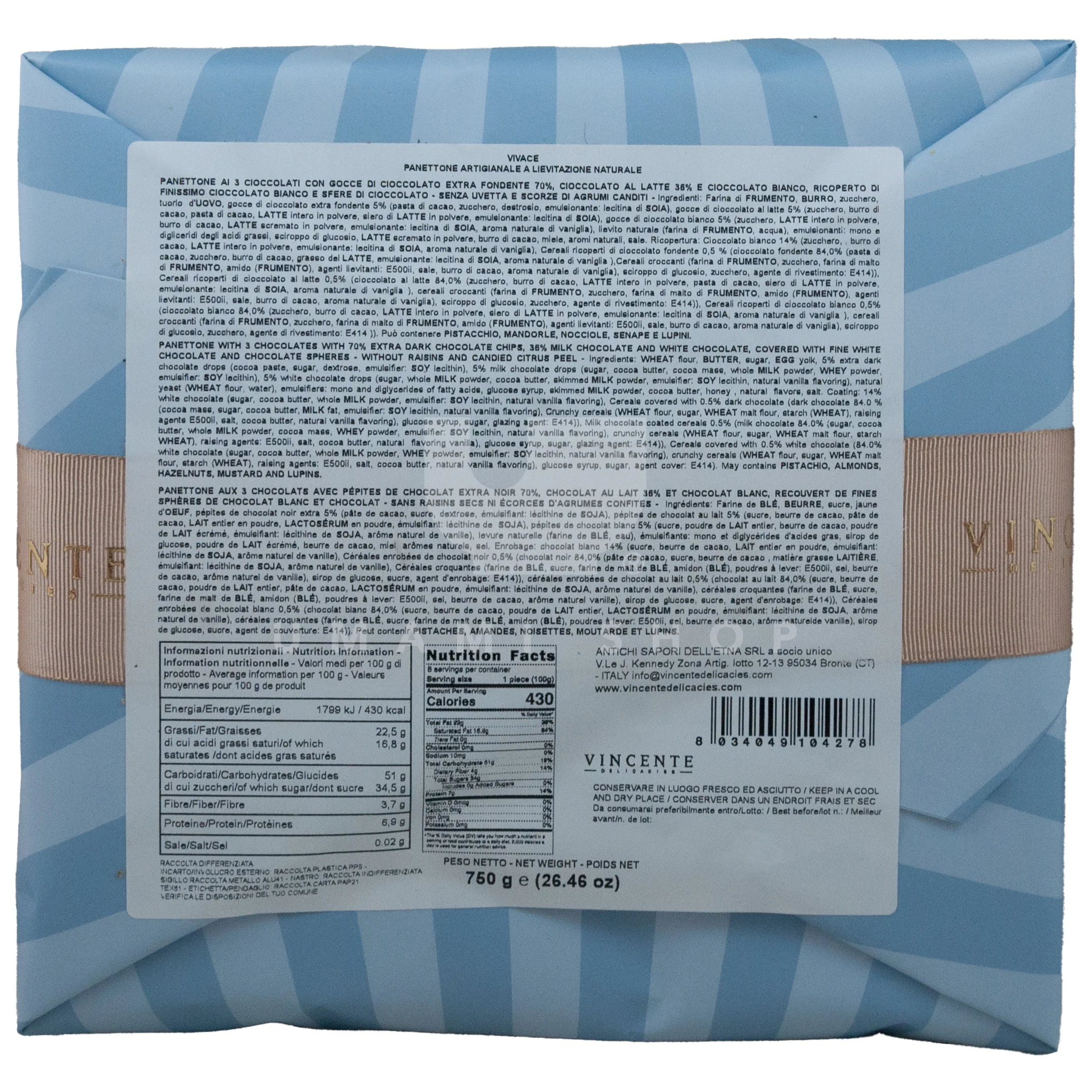Panettone with 3x Chocolate (Dark, Milk, White) - Image 2