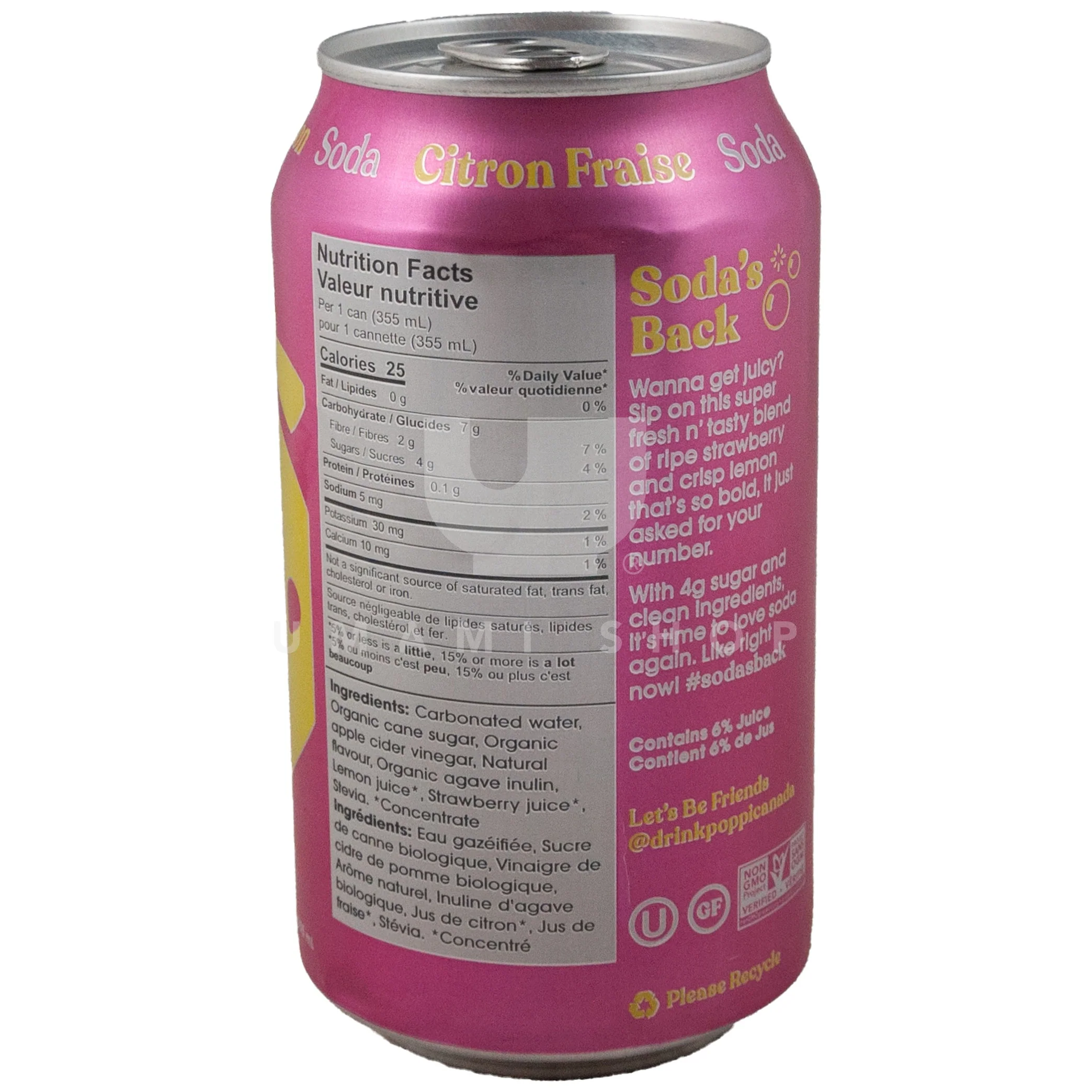 Strawberry Lemon Soda "Poppi" - Image 2
